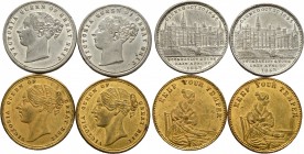 Ausländische Münzen und Medaillen
Großbritannien. Victoria 1837-1901. 
Set von 4 jetonartigen Medaillen 1845 auf die Eröffnung von Lincolns Inn (Büs...