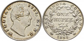 Ausländische Münzen und Medaillen
Indien-Britisch Indien und East India Company. William IV. 1830-1837. 
Rupie 1835. KM 450.1.
vorzüglich