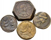 Ausländische Münzen und Medaillen
Italien. . 
Lot (4 Stücke): Verschiedene Messing-Münzgewichte o.J. (Mitte bis Ende 15. Jh.) von MAILAND und MODENA...