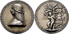 Ausländische Münzen und Medaillen
Italien-Ferrara. Ercole I. d'Este 1471-1505. 
Versilberte Bronzemedaille o.J. (um 1505) eines unbekannten Meisters...