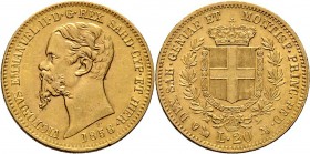 Ausländische Münzen und Medaillen
Italien-Sardinien. Vittorio Emanuele II. 1849-1878. 
20 Lire 1858 -Genua-. Pagani 352, Fr. 1147. 6,46 g
überdurch...