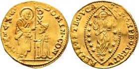 Ausländische Münzen und Medaillen
Italien-Venedig. Dominico Contarini 1659-1675. 
Zecchino o.J. Paol. p. 105/1, Gamb. 944, Fr. 1332. 3,48 g
minimal...