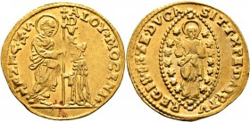 Ausländische Münzen und Medaillen
Italien-Venedig. Aloysio Mocenigo II. 1700-1709. 
Zecchino o.J. Paol. p. 115/2, Gamb. 1187, Fr. 1358. 3,46 g
sehr...