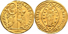 Ausländische Münzen und Medaillen
Italien-Venedig. Francesco Loredan 1752-1762. 
Zecchino o.J. Paol. p. 127/5, Gamb. 1580, Fr. 1405. 3,51 g
winzige...
