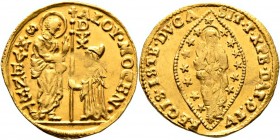 Ausländische Münzen und Medaillen
Italien-Venedig. Alvise Mocenigo IV. 1763-1778. 
Zecchino o.J. Paol. p. 129/13, Gamb. 1702, Fr. 1421. 3,50 g
Präg...