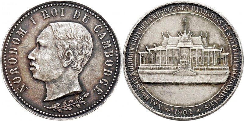 Ausländische Münzen und Medaillen
Kambodscha. Norodom I. 1860-1904. 
Silbermed...