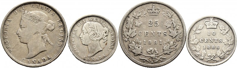 Ausländische Münzen und Medaillen
Kanada. . 
Lot (2 Stücke): 10 Cents 1886 und...
