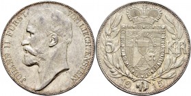 Ausländische Münzen und Medaillen
Liechtenstein. Johann II. 1858-1929. 
5 Kronen 1915 -Wien-. Divo 96, J. 4, Dav. 216.
vorzüglich-prägefrisch