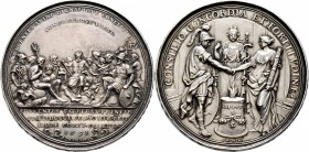 Ausländische Münzen und Medaillen
Niederlande. Allgemein. 
Silbermedaille 1691 von P.H. Müller (Augsburg), auf den Fürstenkongress in Den Haag. Vers...