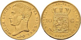 Ausländische Münzen und Medaillen
Niederlande- Königreich. Willem I. 1813-1840. 
10 Gulden 1825 -Brüssel-. Delm. 1184, Fr. 329, Schl. 83. 6,75 g
üb...