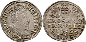 Ausländische Münzen und Medaillen
Polen. Sigismund III. Wasa 1587-1632. 
3 Gröscher 1595 -Olkusz-. Kopicki 989, Gum. 1022.
Prachtexemplar mit feine...