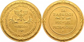 Ausländische Münzen und Medaillen
Polen. Zweite Polnische Republik 1918-1939. 
Vergoldete, bronzene Prämienmedaille 1936 unsigniert, für Verdienste ...