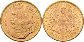 Ausländische Münzen und Medaillen
Polen. Republik. 
10 Zlotych 1925. 900 Jahre Polen - Boleslaw Chrobry. Ein zweites Exemplar. Fr. 116, Schl. 38. 3,...