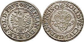 Ausländische Münzen und Medaillen
Polen-Danzig, Stadt. Stephan Bathory 1576-1586. 
Schilling 1579. Kopicki 7426 (R), Gum. 788.
selten in dieser Erh...
