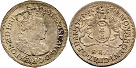 Ausländische Münzen und Medaillen
Polen-Danzig, Stadt. Stanislaus August 1764-1795. 
6 Gröscher 1765. Münzmeister Rudolph Ernst Oeckermann. Kopicki ...