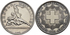 Ausländische Münzen und Medaillen
Schweiz-Eidgenossenschaft. . 
Schützentaler zu 5 Franken 1861. Nidwalden-Stans. HMZ 2-1343d, Dav. 380, Richter 102...