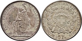 Ausländische Münzen und Medaillen
Schweiz-Eidgenossenschaft. . 
Schützentaler zu 5 Franken 1872. Zürich. HMZ 2-1343i, Dav. 385, Richter 1731a.
fein...