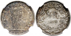 Ausländische Münzen und Medaillen
Schweiz-Eidgenossenschaft. . 
1/2 Franken 1878 -Bern-. DT 309, HMZ 2-2-1206c. In Plastikholder der NGC (slabbed) m...