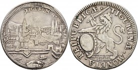 Ausländische Münzen und Medaillen
Schweiz-Zürich, Stadt und Kanton. . 
1/2 Taler 1725. Mit Stadtansicht. DT 436f, HMZ 2-1165s.
schön-sehr schön...