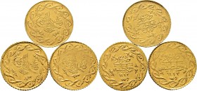 Ausländische Münzen und Medaillen
Türkei. Mahmud II. AH 1223-1255/AD 1808-1839. 
Lot (3 Stücke): Mahmudiye AH 1249 und 1250 (1833 und 1834). Jahr 27...