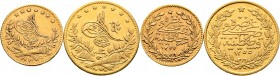 Ausländische Münzen und Medaillen
Türkei. Abdul Meijid AH 1255-1277/AD 1839-1861. 
Lot (2 Stücke): 50 Piaster AH 1267 (1850). Jahr 8. Dazu: Abdul Az...