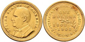 Ausländische Münzen und Medaillen
USA. . 
Golddollar 1903. 100-Jahrfeier der Louisiana Purchase Exposition. Brustbild McKinleys nach links / Wertang...