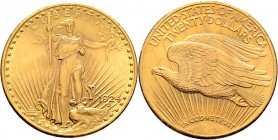 Ausländische Münzen und Medaillen
USA. . 
20 Dollars 1924 -Philadelphia-. Statue. KM 131, Fr. 185. 33,62 g
minimale Randfehler, vorzüglich