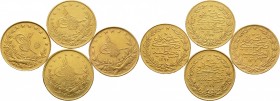 Lots ausländischer Münzen und Medaillen
4 Stücke: TÜRKEI. GOLDMÜNZEN zu 100 Piaster AH 1278 (1861) und AH 1288 (1871) von Abdul Aziz; AH 1295 (1878) ...