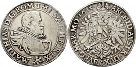 Römisch-Deutsches Reich
Haus Habsburg. Matthias 1608-1619. 
Taler 1613 -Prag-. Münzmeister Benedikt Huebmer. Dav. 3061, Voglh. 116/2, Dietiker 509, ...