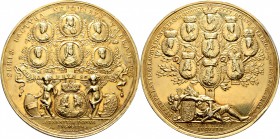 Römisch-Deutsches Reich
Haus Habsburg. Leopold I. 1657-1705. 
Vergoldetes, silbernes Stammbaum-Medaillon 1697 von G. Hautsch und G.F. Nürnberger. Zw...