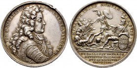 Römisch-Deutsches Reich
Haus Habsburg. Leopold I. 1657-1705. 
Silbermedaille 1704 von Georg Hautsch, auf die Schlacht bei Höchstädt. Brustbild des H...
