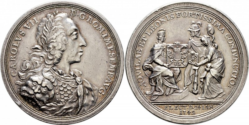 Römisch-Deutsches Reich
Haus Habsburg. Karl VII. 1742-1745. 
Silbermedaille 17...