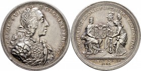 Römisch-Deutsches Reich
Haus Habsburg. Karl VII. 1742-1745. 
Silbermedaille 1742 von P.P. Werner und J.L. Oexlein, auf die Kaiserwahl zu Frankfurt/M...