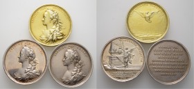 Römisch-Deutsches Reich
Haus Habsburg. Maria Theresia 1740-1780. 
Set von drei Silbermedaillen 1765 von F.A. Schega, auf die Vermählung ihres Sohnes...