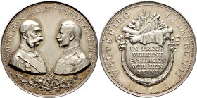 Römisch-Deutsches Reich
Haus Österreich. Franz Josef I., Kaiser von Österreich 1848-1916. 
Silbermedaille 1914 von Oertel, auf das Bündnis und die W...