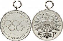 Römisch-Deutsches Reich
Haus Österreich. Zweite Republik seit 1945. 
Tragbare Silbermedaille 1964 unsigniert. Offizielle Verdienstmedaille der Olymp...