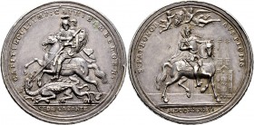 Sammlung Sedisvakanz - Münzen und Medaillen
Bamberg. . 
Silbermedaille 1746 von P.P. Werner (Nürnberg). Der hl. Georg mit Bamberger Schild nach link...