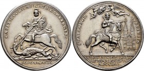 Sammlung Sedisvakanz - Münzen und Medaillen
Bamberg. . 
Silbermedaille 1753 von J.L. Oexlein (Nürnberg). Der behelmte und geharnischte St. Georg mit...