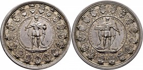 Sammlung Sedisvakanz - Münzen und Medaillen
Hildesheim. . 
Silbermedaille 1724 von P.P. Werner (Nürnberg). Karl der Große mit gezogenem Schwert und ...