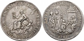 Sammlung Sedisvakanz - Münzen und Medaillen
Köln. . 
Silbermedaille (1 1/2-facher Schautaler) 1761 von Elias Gervais. St. Petrus mit den Schlüsseln ...