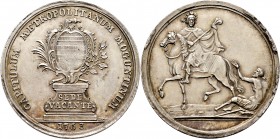 Sammlung Sedisvakanz - Münzen und Medaillen
Mainz. . 
1/2 Schautaler 1763. Stempel von Franz Anton van Lon. Kapitelswappen auf Postament / St. Marti...
