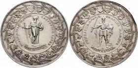 Sammlung Sedisvakanz - Münzen und Medaillen
Münster. . 
Silbermedaille 1761 von Jonas Thiébaud (Augsburg). In einem beschrifteten Wappenkranz der Do...