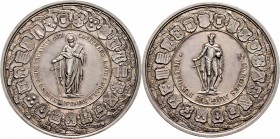 Sammlung Sedisvakanz - Münzen und Medaillen
Münster. . 
Silbermedaille 1801 von Loos (Berlin). St. Paulus mit Schwert und Buch im Wappenkranz / Karl...