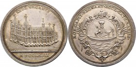 Sammlung Sedisvakanz - Münzen und Medaillen
Regensburg. . 
Silbermedaille 1763 von J.L. Oexlein (Nürnberg). Domkirche / Kapitelswappen. Zep. 249, Pl...