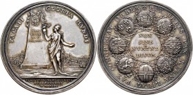 Altdeutsche Münzen und Medaillen
Aachen, Stadt. . 
Silbermedaille 1748 unsigniert, auf den Frieden zu Aachen im Österreichischen Erbfolgekrieg zwisc...