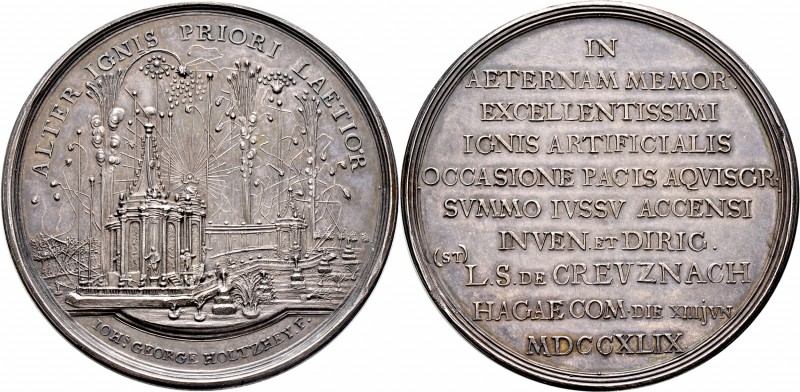 Altdeutsche Münzen und Medaillen
Aachen, Stadt. . 
Silbermedaille 1749 von J.G...