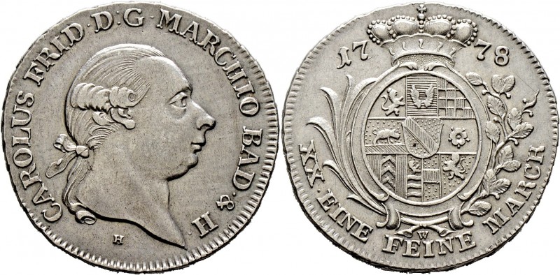 Altdeutsche Münzen und Medaillen
Baden-Durlach. Karl Friedrich 1746-1811. 
1/2...