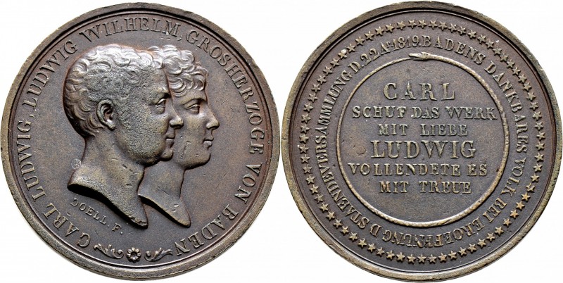 Altdeutsche Münzen und Medaillen
Baden-Durlach. Ludwig 1818-1830. 
Bronzemedai...