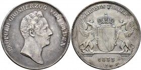 Altdeutsche Münzen und Medaillen
Baden-Durlach. Leopold 1830-1852. 
Kronentaler 1833. Variante mit Punkt nach BADEN sowie Stern unter der Jahreszahl...