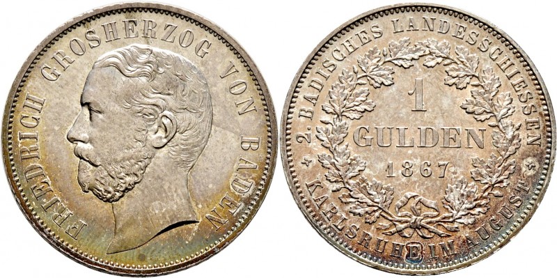 Altdeutsche Münzen und Medaillen
Baden-Durlach. Friedrich I. 1852-1907. 
Gulde...